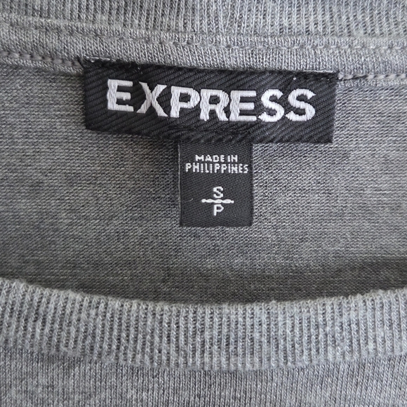 Express | Gray Short Sleeve Modal Blend Ruffle Tee Size Small - Picture 2 of 5